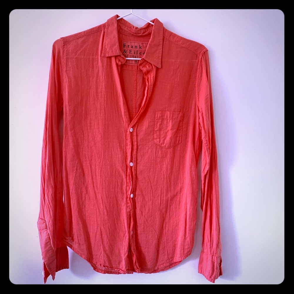 Frank & Eileen coral colored summer button down